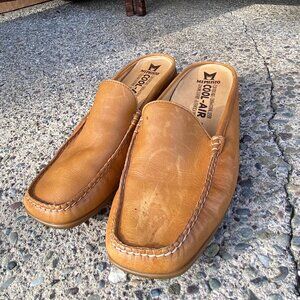 Mephisto Genuine Leather Camel Loafers, Size 9